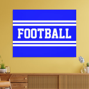 FOOTBALL Athletic Bright Blue White Racing Streife Leinwanddruck