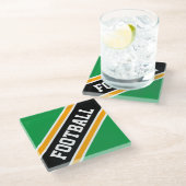 FOOTBALL Athletic Bright Green Black Slant Streife Glasuntersetzer (Schrägansicht)