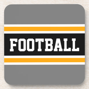 FOOTBALL Athletic Gray Yellow Black Racing Streife Getränkeuntersetzer