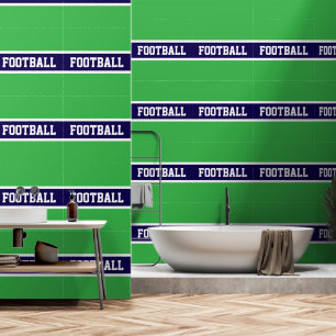 FOOTBALL Athletic Green Navy Blaue weiße Streifen Tapete