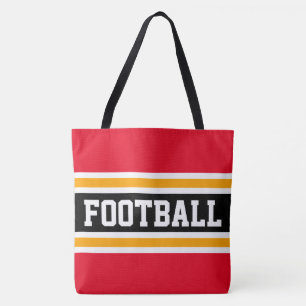 FOOTBALL Athletisches Hellrot Schwarz Orange Strei Tasche