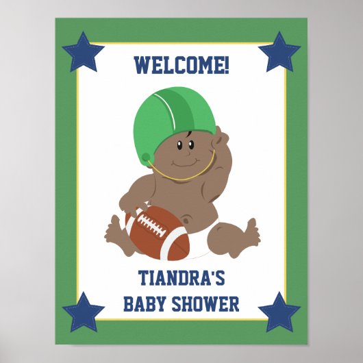 Football Baby African American Welcome Sign Poster (Vorne)