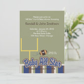 FOOTBALL Baby All Stars Kinderdusche Einladung #1 (Stehend Vorderseite)