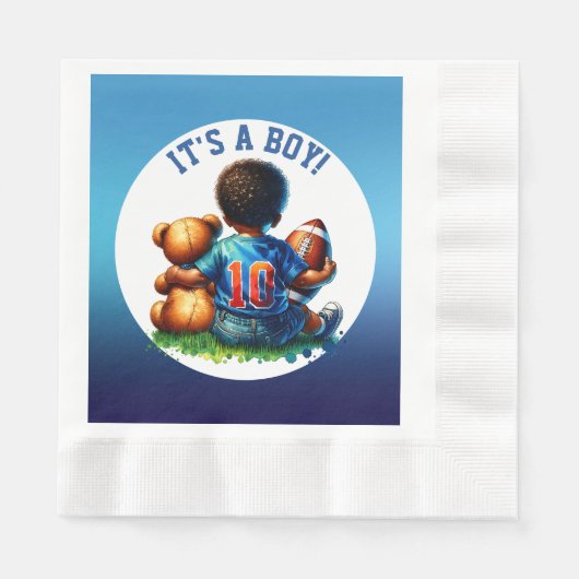 Football Baby Boy and Teddy Baby Shower Es ist ein Serviette (Vorderseite)