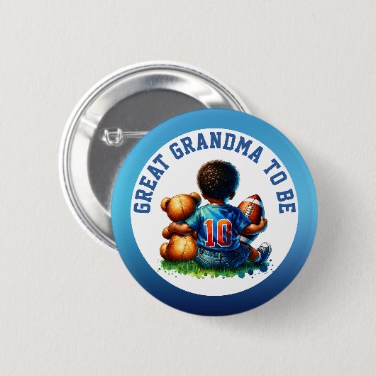 Football Baby Boy and Teddy Bear Oma zu sein Button (Vorne & Hinten)