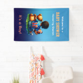 Football Baby Boy mit Teddy Baby Dusche Willkommen Banner (Insitu)