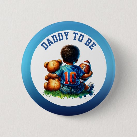 Football Baby Boy und Teddy Baby Daddy zu sein Button (Vorderseite)