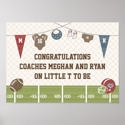 Football Baby Couples Co-ed Baby Shower Banner Poster (Vorne)