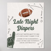 Football Baby Dusche Spate Night Diapers Poster (Vorne)