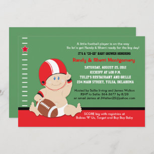 Football Baby (rot/schwarz) Kinderdusche Einladung