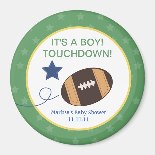 Football Baby Shower 3 Zoll Round Fevor Magnet (Vorne)
