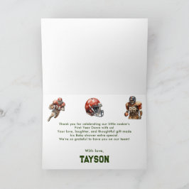 Football Baby Shower A Little All Star Is On His  Dankeskarte