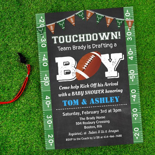 Football Baby Shower Chalkboard Invitation Einladung