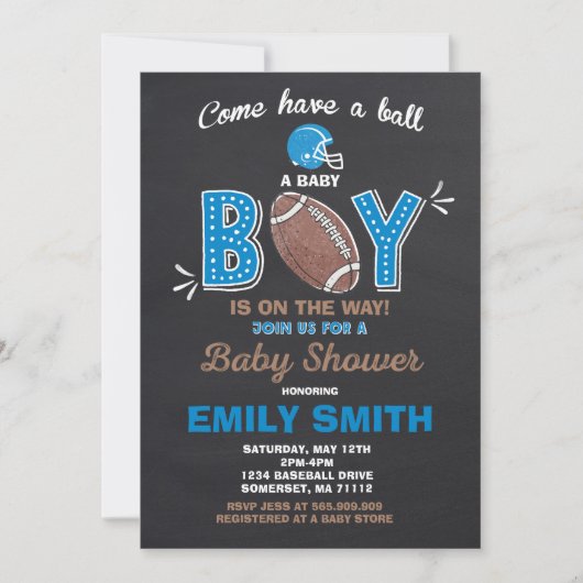 Football Baby Shower Einladung Sport Baby Dusche (Vorderseite)