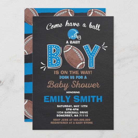 Football Baby Shower Einladung Sport Baby Dusche (Vorne/Hinten)