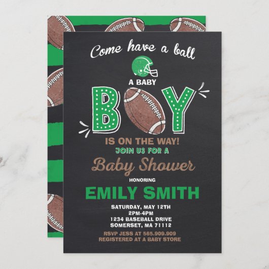 Football Baby Shower Einladung Sport Baby Dusche (Vorne/Hinten)