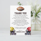 Football Baby Shower Gridiron Thema Dankeskarte (Stehend Vorderseite)