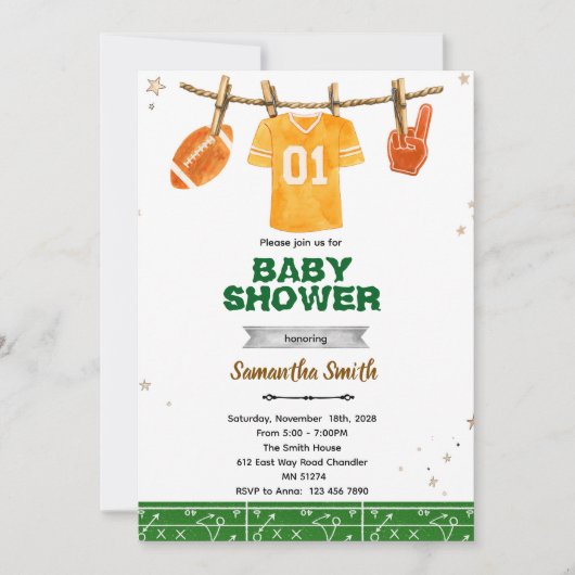 Football baby shower invitation einladung (Vorderseite)