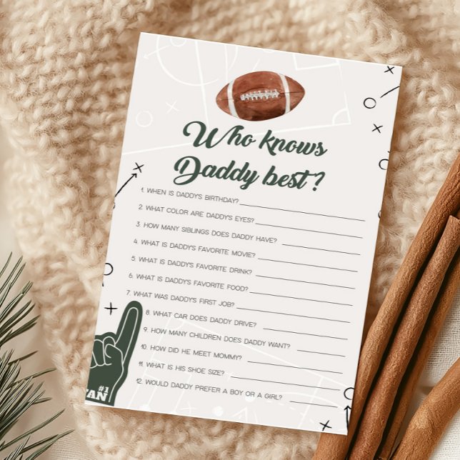 Football Baby Shower kennt Daddy Best Game (Football Sports Baby Shower Who knows Daddy Best Game)