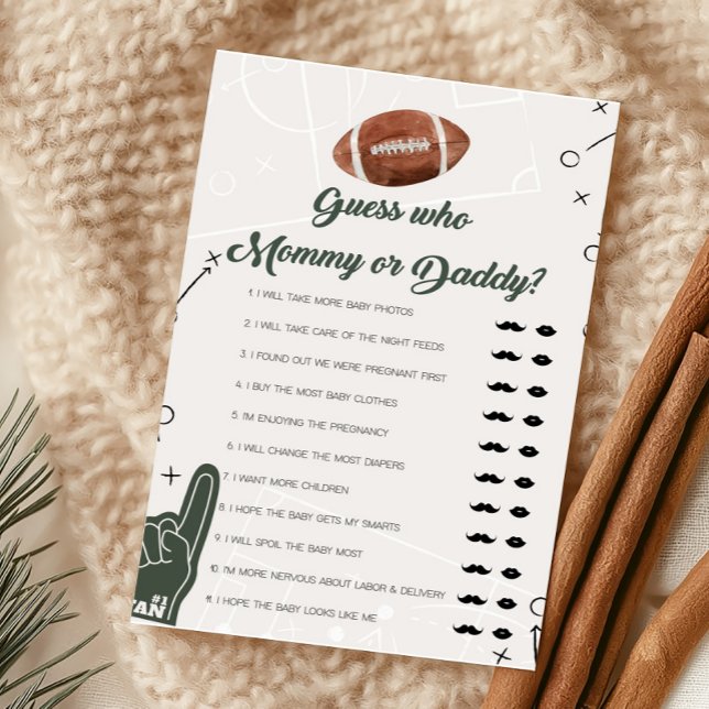 Football Baby Shower rät, wer Mama oder Daddy Game (Football Sports Baby Shower Guess who Mommy or Daddy Game)