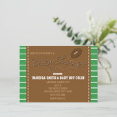 FOOTBALL BABY SHOWER Typografie Party Einladung (Stehend Vorderseite)
