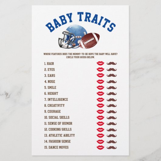 Football Baby Tracks Baby Shower Game Flyer (Vorne)