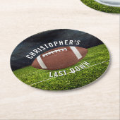 Football Bachelor Party Last Down Runder Pappuntersetzer (Angewinkelt)