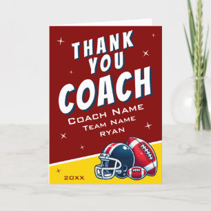 Football Ball Helm Cartoon Coach Dankeskarte
