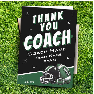 Football Ball Helm Cartoon Coach Dankeskarte