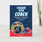 Football Ball Helm Cartoon Coach Foto Dankeskarte (Vorderseite)