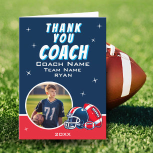 Football Ball Helm Cartoon Coach Foto Dankeskarte