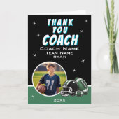 Football Ball Helm Cartoon Coach Foto Dankeskarte (Vorderseite)