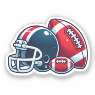 Football Ball Helm Cartoon Image Aufkleber