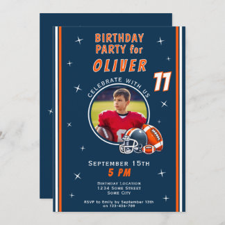 Football Ball Helmet Cartoon Foto Geburtstag Einladung