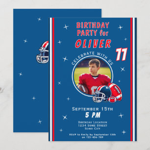 Football Ball Helmet Cartoon Foto Geburtstag Einladung