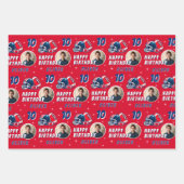 Football Ball Helmet Cartoon Foto Geburtstag Geschenkpapier Set (Vorderseite 3)