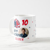 Football Ball Helmet Cartoon Foto Geburtstag Kaffeetasse (Vorderseite Links)