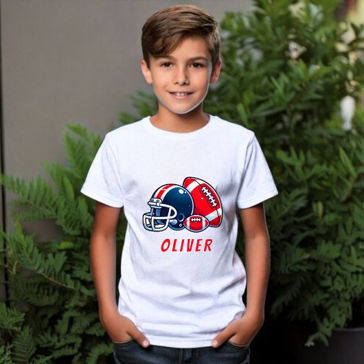 Football Ball Helmet Cartoon Geburtstag Junge T-Shirt