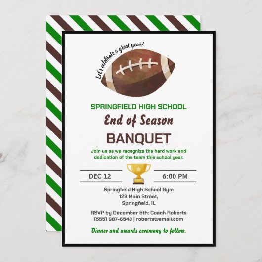 Football Banquet Einladung (Vorne/Hinten)