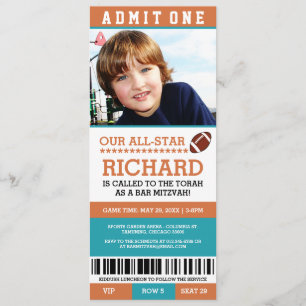Football Bar Mitzvah Invites Einladung