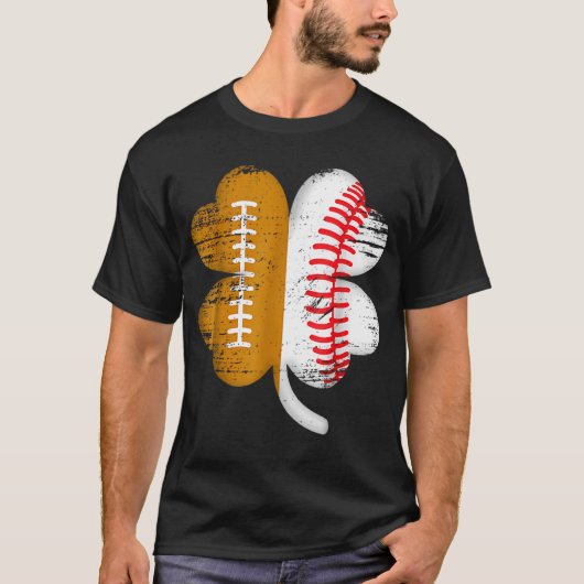 Football Baseball Lover Shamrock St Patricks Day T-Shirt (Vorderseite)