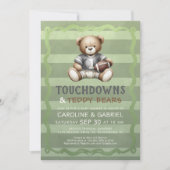 Football Bear Baby Shower Einladung (Vorderseite)