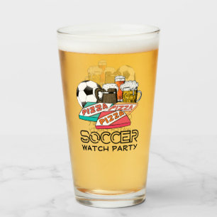 Football Beer Pizza SOCCER PARTY Glas