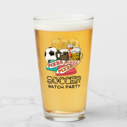 Football Beer Pizza SOCCER PARTY Glas (Vorne (Gefüllt))