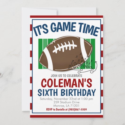 Football Birthday ANY COLOR COMBO Einladung (Vorderseite)