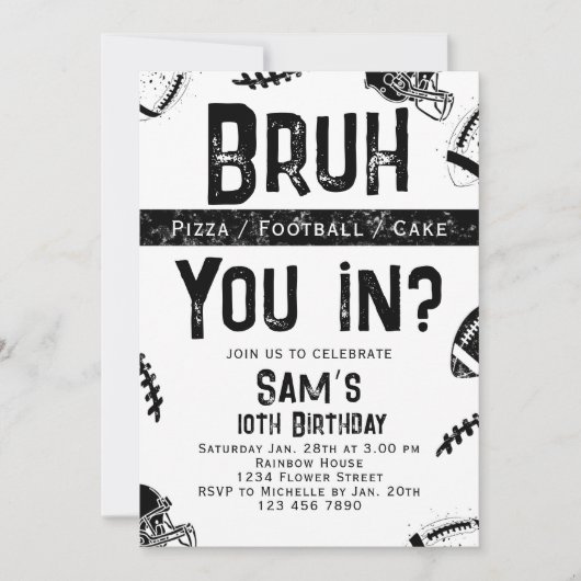 Football Birthday Einladung Boys Bruh Einladung (Vorderseite)
