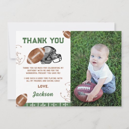 Football Birthday Foto Dankeskarte (Vorderseite)