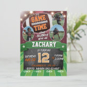Football Birthday Invitation with photos Einladung (Stehend Vorderseite)