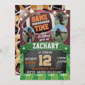 Football Birthday Invitation with photos Einladung (Vorne/Hinten)
