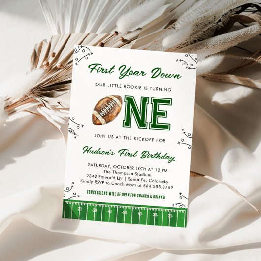 Football Birthday Party First Year Down Einladung